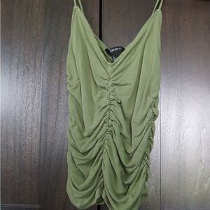 Forever 21 Green Ruched Sleeveless Tank Top